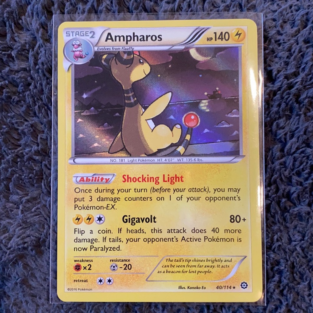 Rare Holographic Ampharos Pokémon Card 40/114